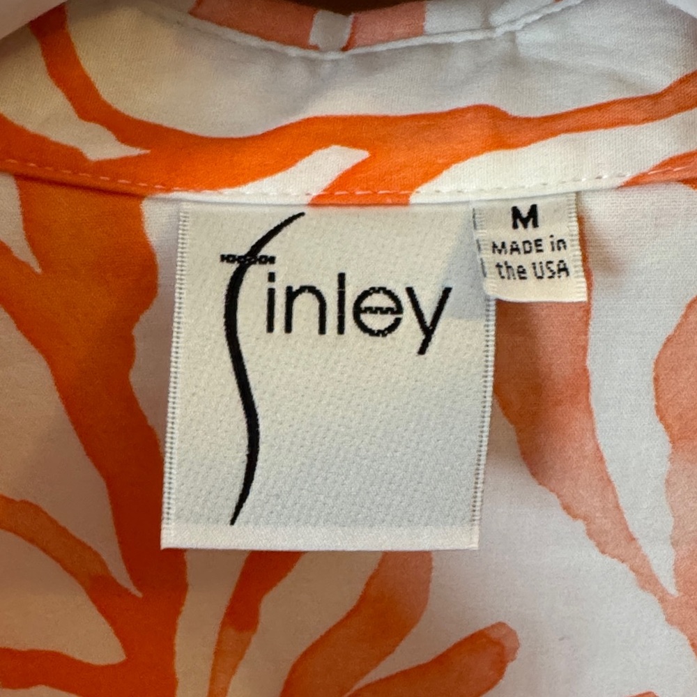 Finley Coral and White Leaf Pattern Shirt - Picture 4 of 5